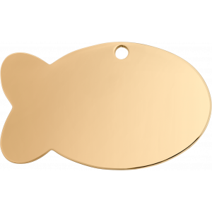 Kattenpenning Goud vis Gouden visvormige penning van roestvrij staal, 30 x 20 mm, met gladde afwerking en opening voor halsbandbevestiging.