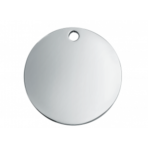 Ronde zilveren roestvrijstalen hondenpenning met spiegelafwerking, perfect voor gravure aan beide zijden.
